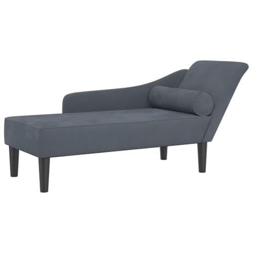 vidaXL Chaise Longue con Cuscini Grigio Scuro in Velluto, Divano Letto, Divano Imbottito, Seduta da Soggiorno, dormeuse, Seduta da Salotto