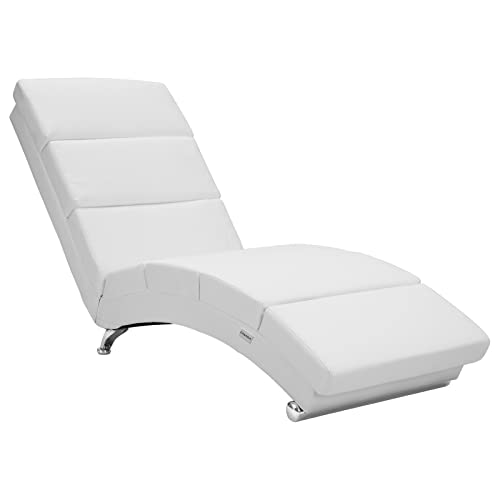 CASARIA Relax Lounger XXL London 186x89x55cm Tessuto Soggiorno Ufficio Indoor Chaise Longue Bianco
