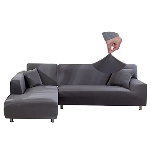 Jaotto Copridivano con Penisola Elasticizzato A Sinistra Destra, Fodere Copridivano Angolare Universale, Copridivano Antigraffio Gatto Chaise Longue Sofa Cover a Forma di L(2 Posti+3 Posti,Grigio)