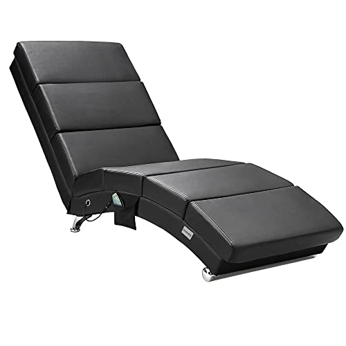 CASARIA Relax Lounge XXL 186x89x55cm Ergonomica Lettino Funzione Massaggiante in Similpelle Nero