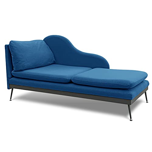 EVERGREENWEB Chaise Longue Elegante e di Design Moderno, Ergonomica, Imbottita, con Cuscini di Appoggio, Lettino Relax, Poltrona Lounge, Salotto, Camera da Letto Blu | Giselle