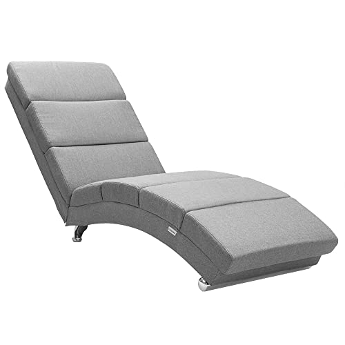 CASARIA Relax Lounger XXL London 186x89x55cm Tessuto Soggiorno Ufficio Indoor Chaise Longue Grigio