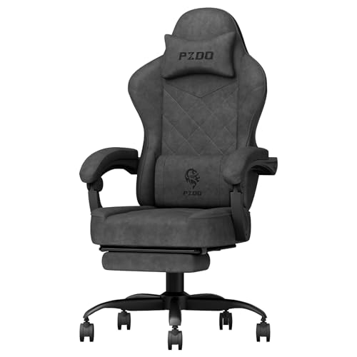 PZDO Sedia Gaming Ergonomica Sedia da Ufficio con Tessuto High-Tech, Poltrona Gaming con Poggiapiedi,PC Sedie Computer Gaming Chair Poggiatesta, Adulti, Adolescenti, regalo, 150 kg(Nero)