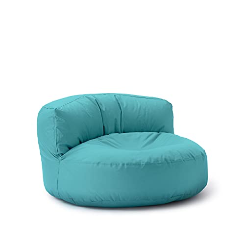 Lumaland - Pouf per esterni, pouf rotondo, con imbottitura da 320 l, 90 x 50 cm, acquamarina