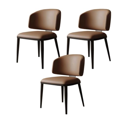 Set di 3 sedie per sala da pranzo, sedia da pranzo moderna Mid-Century, sedie da cucina imbottite con schienale medio, sedie laterali con gambe in metallo per sala da pranzo