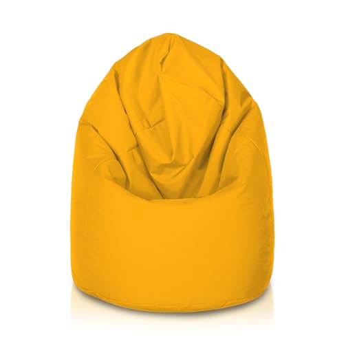 Bepouf - Pouf a Sacco Baby 55Øx95H cm 150L Poliestere Giallo Imbottito, Puffo per Sedersi Bambini - Pouf Poltrona Salotto e Camera da Letto Comodo e Lavabile - Poltrona Sacco Anallergica Impermeabile