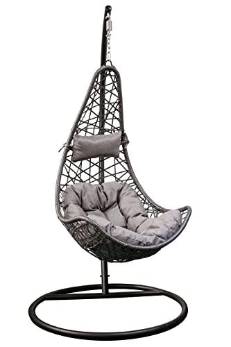 AVANTI TRENDSTORE - Binto - Sedia sospesa in acciaio verniciato a polvere con cuscini in poliestere di colore grigio. Dimensioni LA 105x195 cm