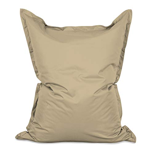 Lumaland Poltrona Sacco Pouf | Bean Bag grande XXL 140x180cm idrorepellente | Con rivestimento lavabile | Incl. borsa interna ricaricabile con perle EPS [Beige]