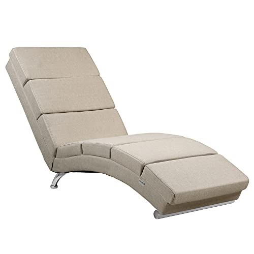 CASARIA Relax Lounger XXL London 186x89x55cm Tessuto Soggiorno Ufficio Indoor Chaise Longue Beige