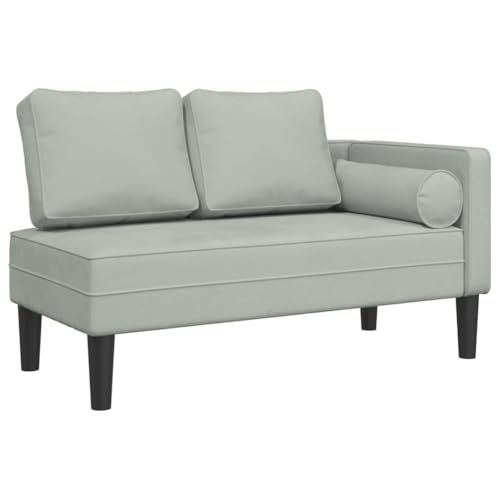 vidaXL Chaise Longue con Cuscini Grigio Chiaro in Velluto, Divano Letto, Divano Imbottito, Seduta da Soggiorno, dormeuse, Seduta da Salotto