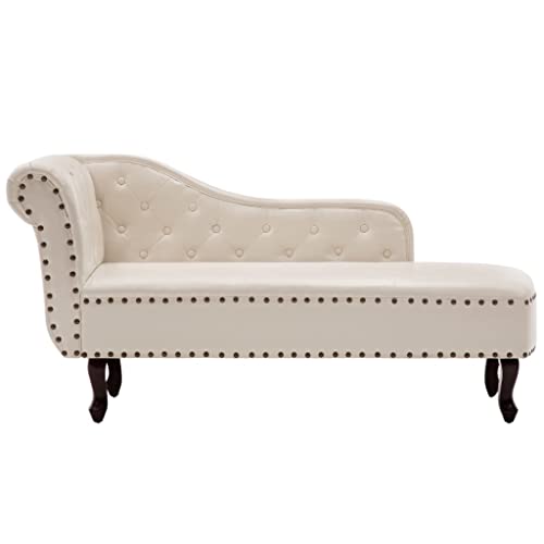 vidaXL Chaise Longue Chesterfield Pelle Artificiale Crema Divano Sdraio Casa