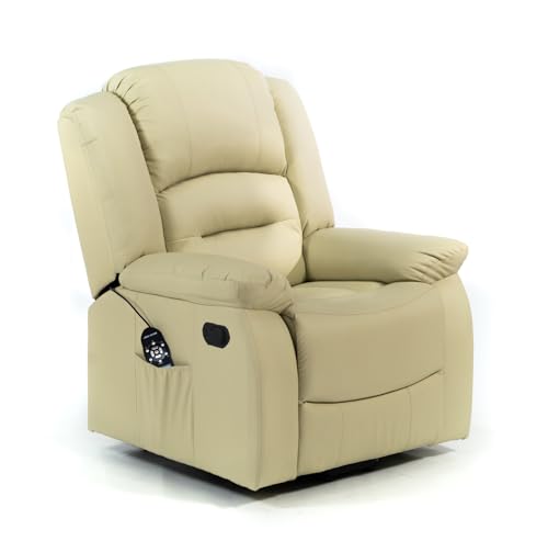 ECO-DE Poltrona Massaggiante Maximum 9 Massaggi Automatici, 5 Livelli Di Intensità, Calore Lombare, Con Funzione Massaggio Relax (Beige)