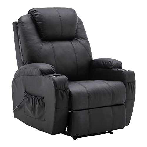 MCombo massaggio elettrico sedia poltrona reclinabile riscaldamento a vibrazione reclinabile (Nero) 7060