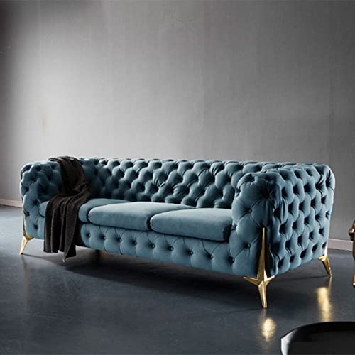 Divano letto componibile futon moderno in velluto blu per soggiorno, ufficio, appartamento, hotel, balcone, elegante e confortevole, per qualsiasi spazio