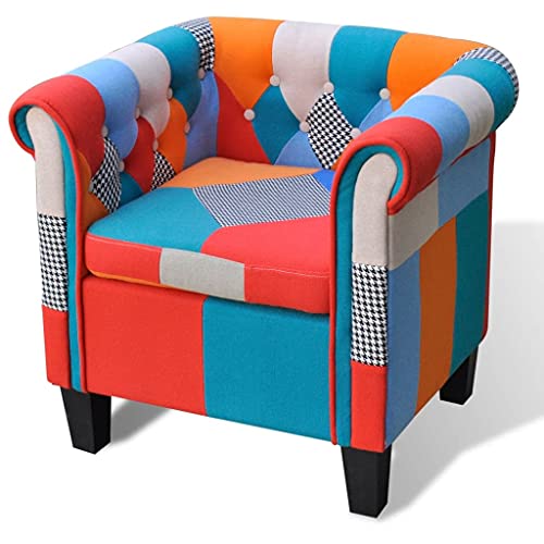 vidaXL Poltrona con Design Patchwork in Tessuto Elegante Relax retrò Seggiola