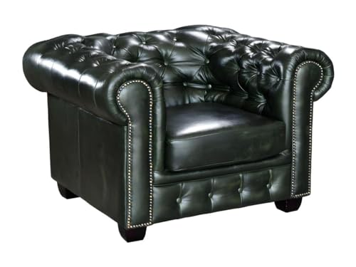 LINEA SOFA Poltrona Chesterfield 100% cuoio di bufalo Verde imperiale - BRENTON