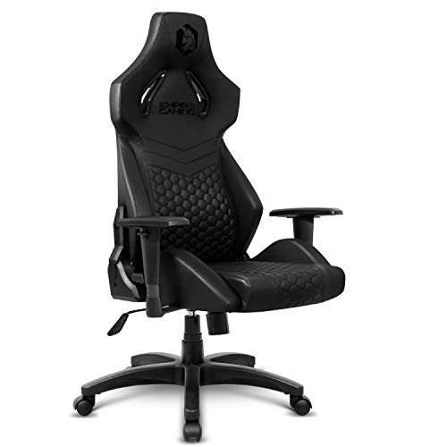 EMPIRE GAMING - Racing 900 Sedia Gaming Poltrona per Ufficio Gamer - Sedile Ergonomico Cuscino Lombare Integrato - Schienale Reclinabile Braccioli Regolabili - Similpelle Nero