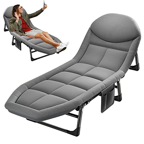 QWAXTRIW Lettino Pieghevole Portatile, Chaise Longue per Campeggio all'aperto, Regolabile, Leggera e Resistente, Perfetta per la Spiaggia, la Piscina e l'abbronzatura, Colore Nero.