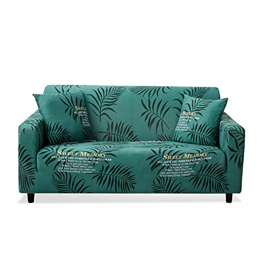 VanderHOME Copridivano Elasticizzato Fodere Copridivani Universale Antiscivolo Fodera per Divano Elastico con Stampa Fodera per Divano Sofa Protettore 3 posti (195-230 cm) Verde Scuro