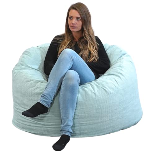 bananair - Pouf Poltrona Sacco in Velluto a Coste - Morbido e Confortevole - Imbottitura in Schiuma, Ottimo Supporto per la Schiena - Pouf Divano Gigante (100 cm, Verde)