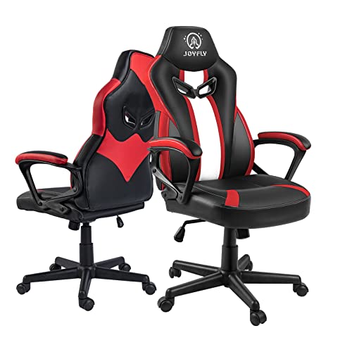 JOYFLY Sedia Gaming Ergonomica Poltrona Gaming con Supporto Lombare Pelle di PU Poltrona per Gamer con Altezza Regolabile, Adulti Giovani(Rosso)