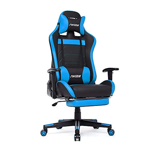 IntimaTe WM Heart Sedia da Gaming, Poltrona Racing Ergonomica, Sedia per Computer con Poggiatesta e Supporto Lombare, Sedia da Gioco con Poggiapiedi (Blu)