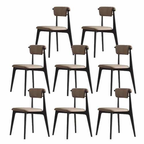 Meedlopia Set di 8 sedie da pranzo senza braccioli, sedia da cucina imbottita in pelle PU, sedie laterali con gambe in legno e sedile imbottito, sedie in stile per sala da pranzo
