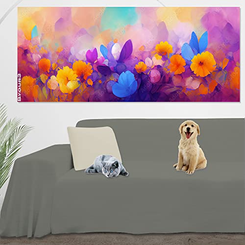 Byour3 - Salva Divano GranFoulard Copridivano IMPERMEABILE 3 4 2 Posti Cotone Misto per Cani Gatti Animali Bambini Lavabile Teli Arredo Copritutto Divano Penisola (Acciaio, 2/3 posti 300 x 300cm)