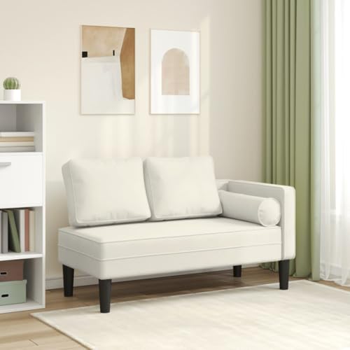 Willood Chaise Longue con Cuscini Crema in Velluto