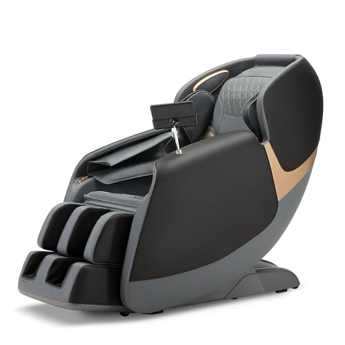 ROTAI Poltrona massaggiante, corpo intero Zero Gravity SL Trur Shiatsu, poltrona massaggiante con riscaldamento, Bluetooth, pedana, massaggio a polpacci (nero)