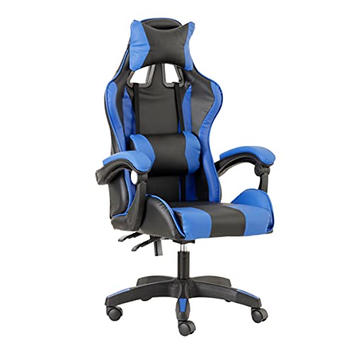 Baroni Home Sedia da Gaming, Sedia Ufficio Ergonomica con Schienale Regolabile, Poggiatesta e Supporto Lombare, Blu