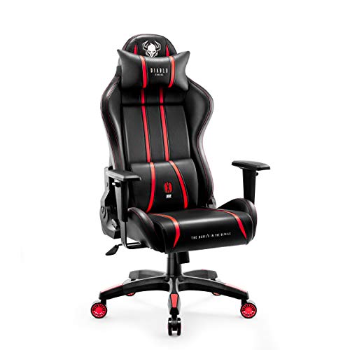 DIABLO Sedia Gaming Ergonomica X-One 2.0 | Poltrona Gaming con Braccioli Regolabili, Supporto Lombare, Funzione di Inclinazione | Sedia Gamer, Gaming Chair 136 kg | Normal (L) | Rosso