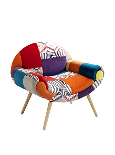 Wink design, L'Aia, Poltrona, Tessuto Tecnica Patchwork, Multicolore, 74 x 84 x 70 cm