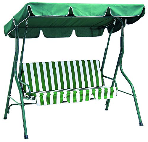 Totò Piccinni Dondolo 3 Posti da Giardino in Acciaio Verniciato con Copertura 170X110X153H (Verde/Bianco)