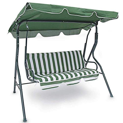 Bakaji Dondolo Da Giardino 3 Posti con Tetto Parasole Regolabile Struttura in Acciaio Seduta in Tessuto Oxford Dimensioni 170 x 110 x 153 cm (Verde)