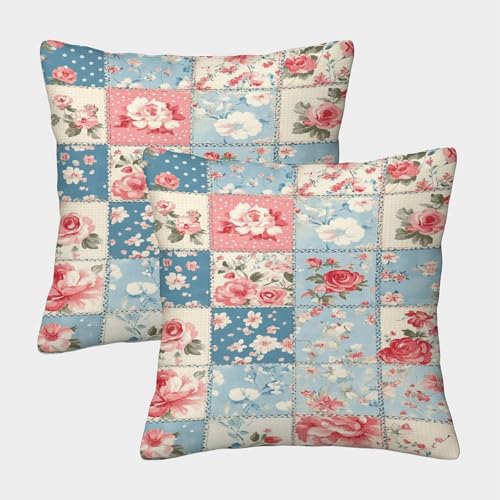 KWPGMDRY Modello patchwork Fodera Per Cuscino Con Motivo Stile vintage Fodera Per Cuscino Decorazione Della Casa Per Uomini E Donne Soggiorno Camera Da Letto Divano Poltrona 40x40cm 2 Pacchi