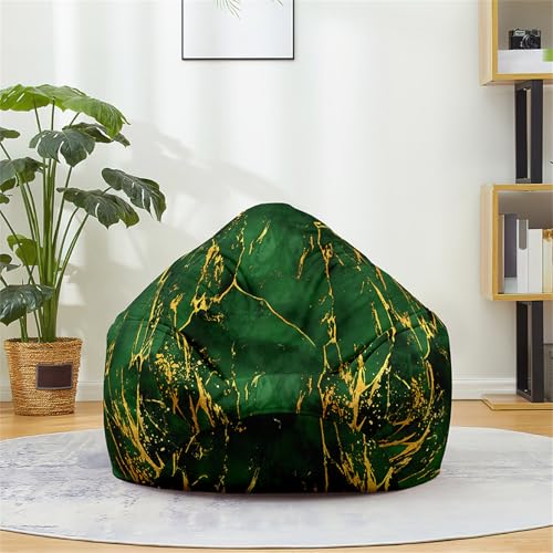 Odot Pouf Poltrona a Sacco, 3D Marmo Colorato Poltrona Sacco, Sacchetto di Fagioli con Manico, Bean Bag, per Decorazione della Soggiorno Giardino Salotto, Senza Ripieno (Verde,S(70x80cm))