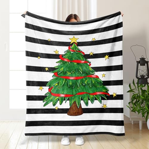 Hixingo Flanella Coperta Stampa 3D di Natale Blanket, Quattro Stagioni Coperta Ponderata Lavabile Coperta Divano per Primavera, Autunno e Inverno (Albero di Natale,100x150cm)